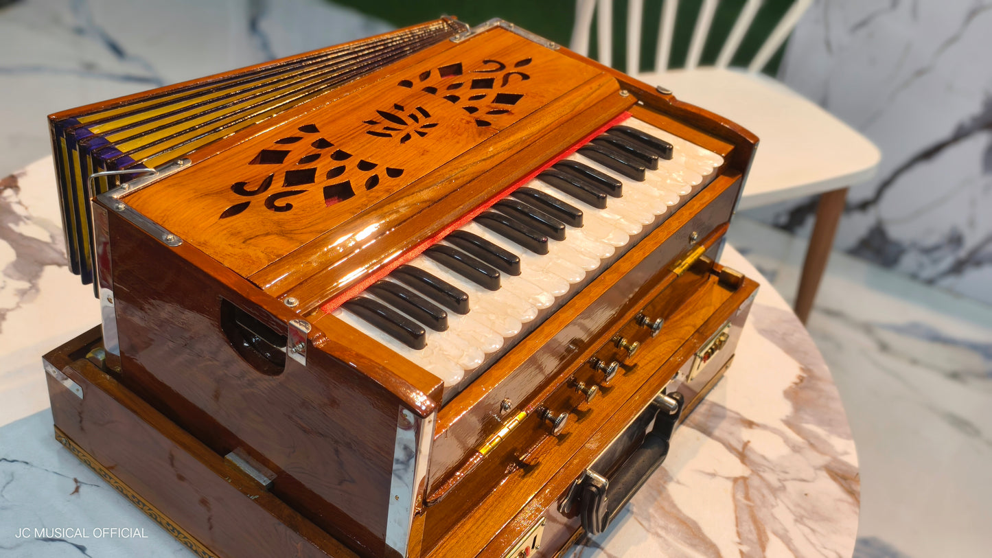 2line harmonium 2.5octeve 32reeds per line teakwood body folding type professional model